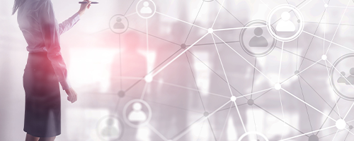 Background conceptual image with social connection lines on panoramic fone.