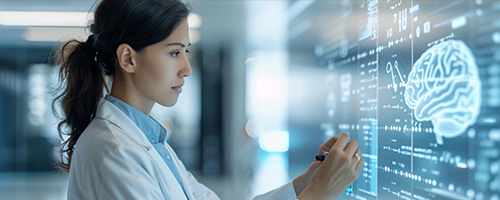 Doctor Monitoring Futuristic Brain Activity Post Chip Implantation